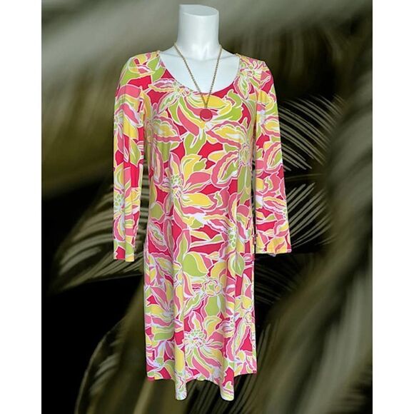 Cappagallo Ladies Tropical‎ Floral Shift Dress w/Necklace Sz S EUC - Picture 1 of 8